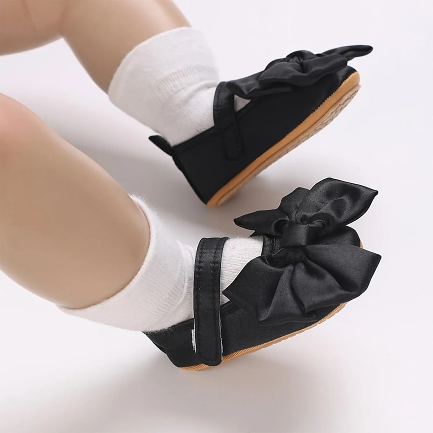 Baby Girls Princess Shoes Bowknot Soft Sole Mary Jane Flat Non Slip Wedding Dress Shoes for Infant Toddlers
