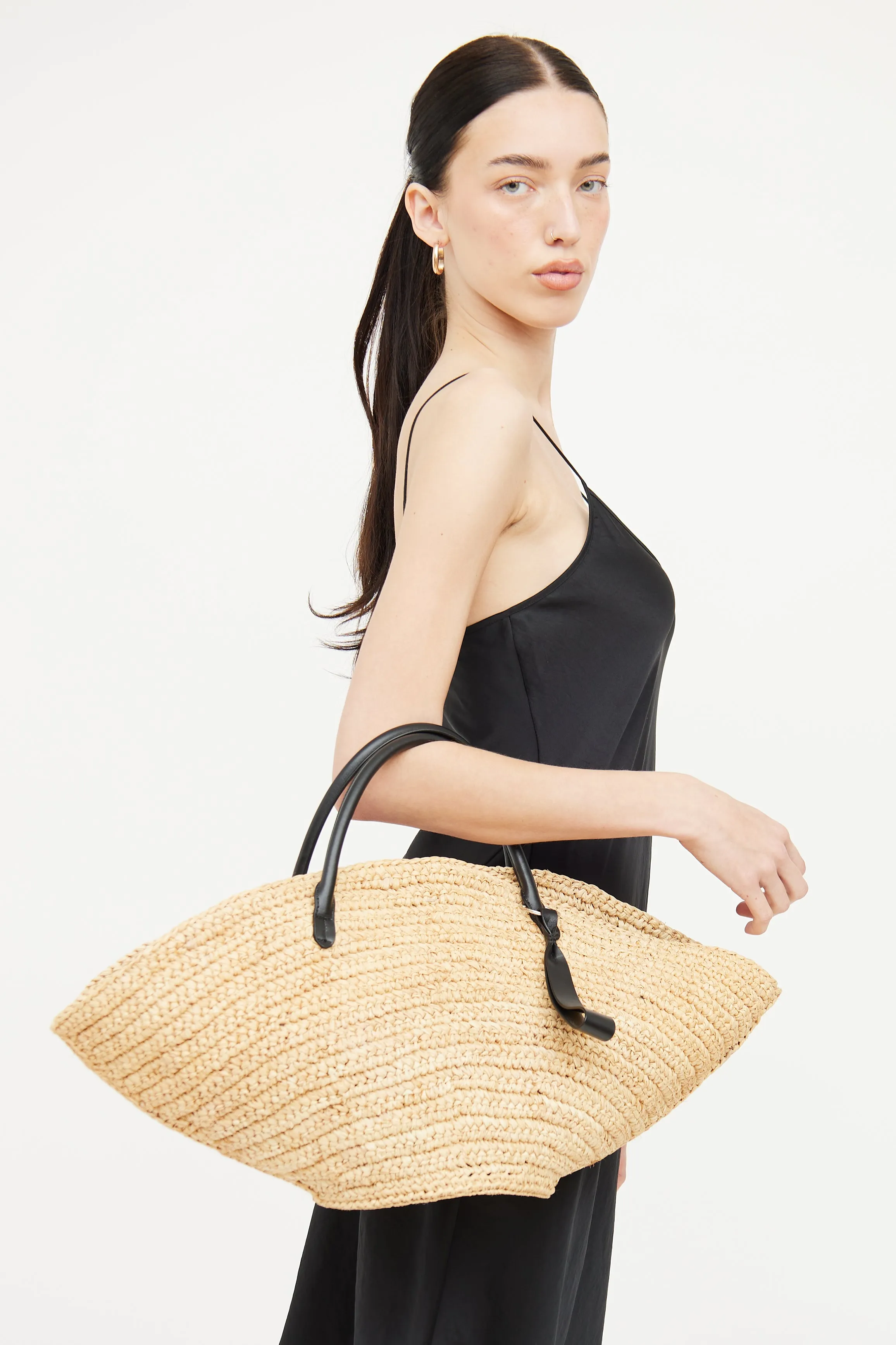 Beige Woven Raffia Sombrero Bag