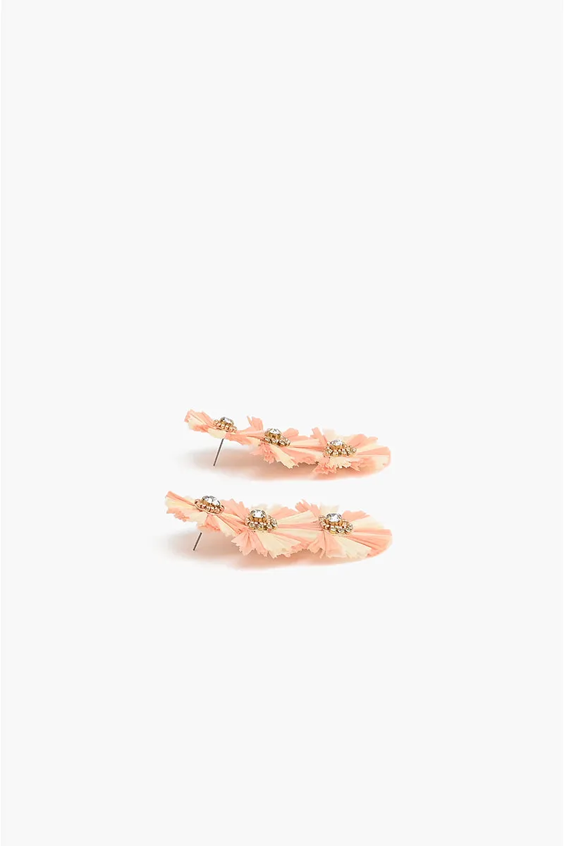 Blush Two Tone Raffia Earrings