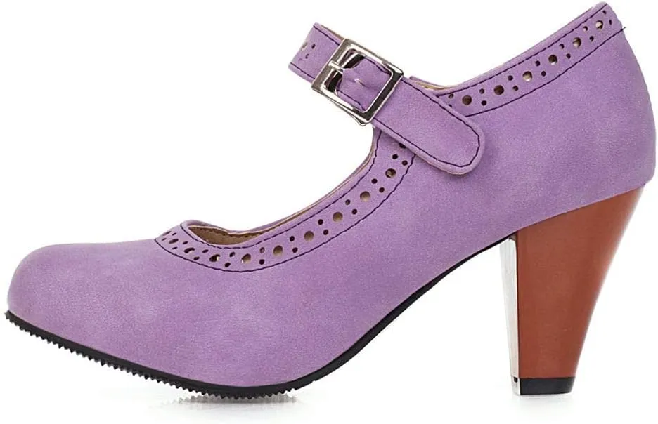 Caradise Womens Vintage Mary Jane Shoes Block Heel Ankle Strap Pumps