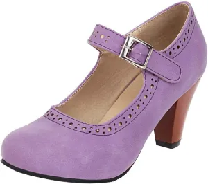 Caradise Womens Vintage Mary Jane Shoes Block Heel Ankle Strap Pumps