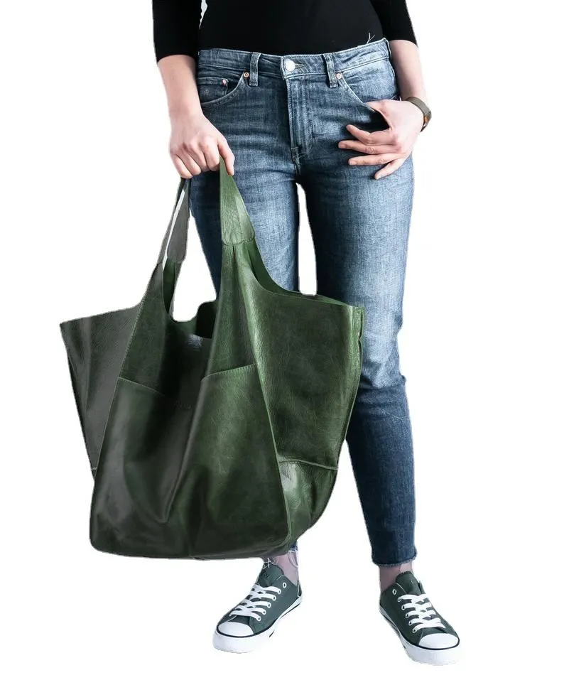 Casual Retro Women's Soft Leather Shoulder Bag With Large Capacity