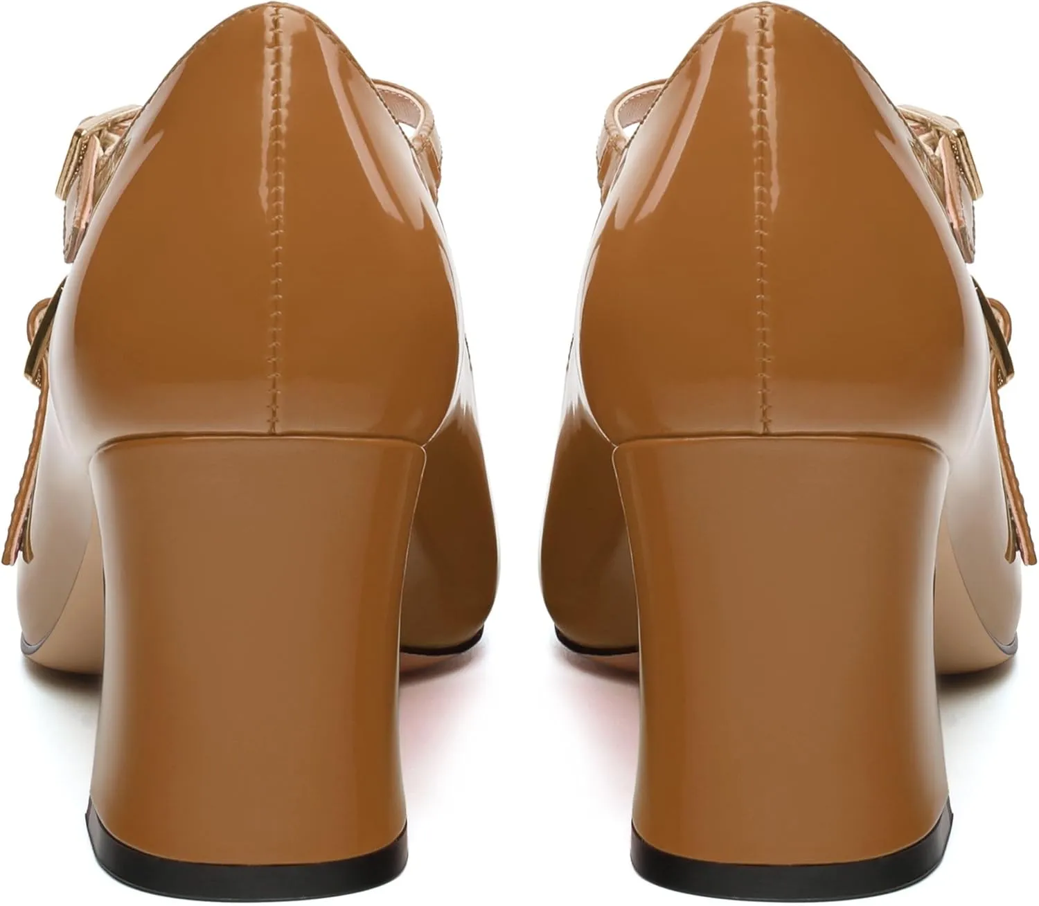 Chunky Block Heels for Women Closed Square Toe Patent Pumps Cross Strap High Heels Evening Party Dress Shoes 2.5IN