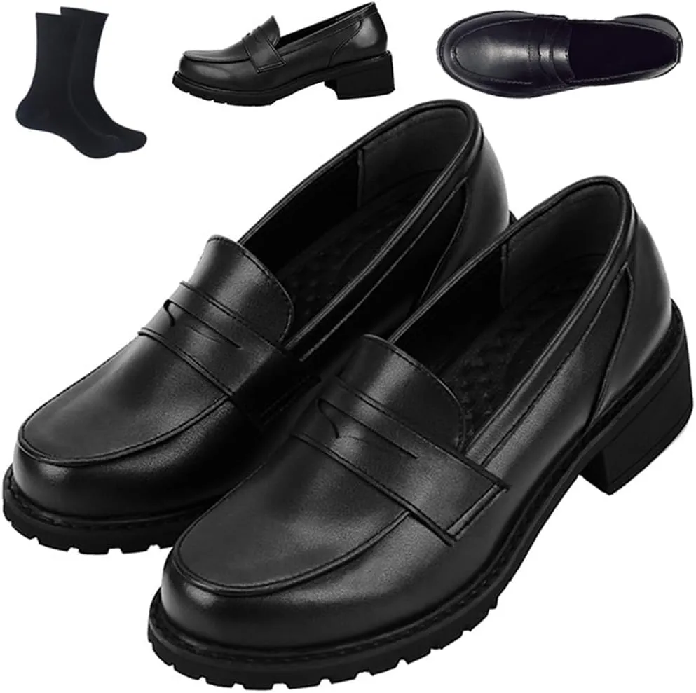 Cosplay Shoes JK Uniform Shoes Women Anime Cosplay Shoes Black Brown Leather Shoes Halloween