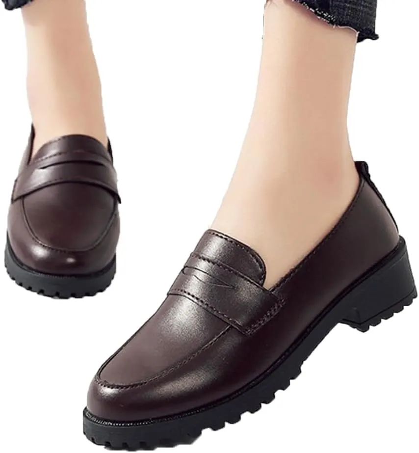 Cosplay Shoes JK Uniform Shoes Women Anime Cosplay Shoes Black Brown Leather Shoes Halloween