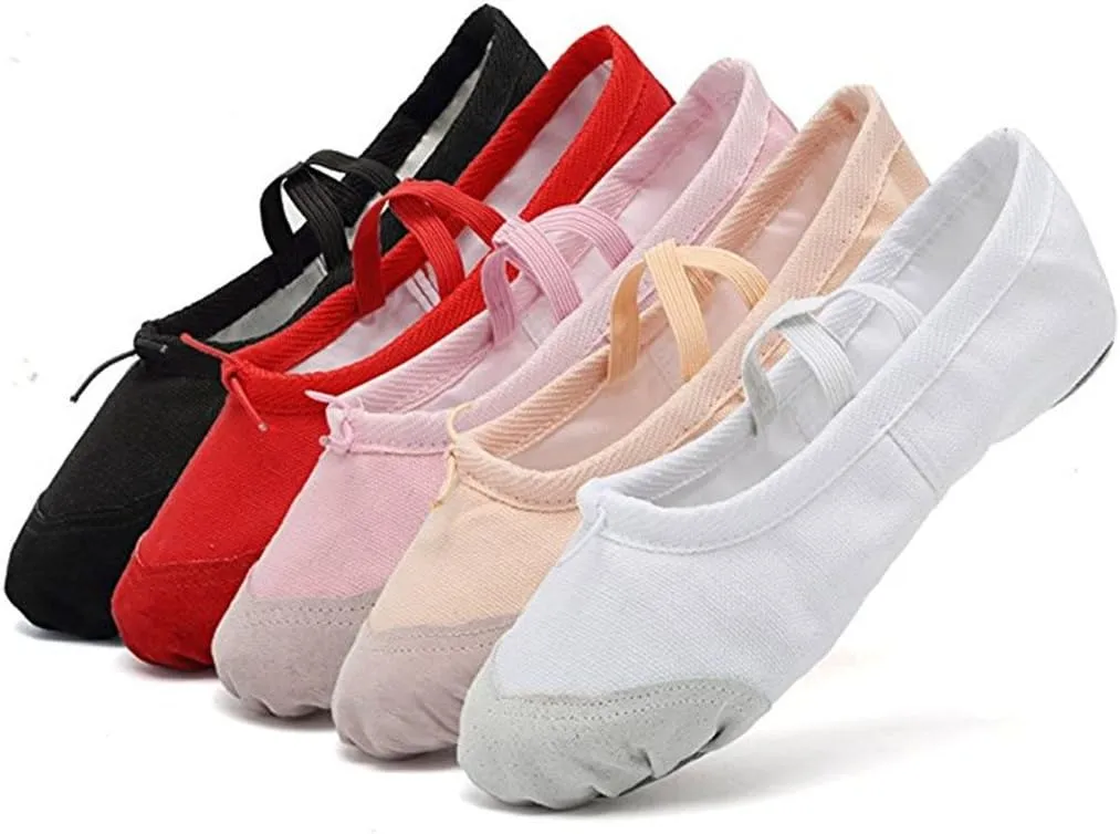 DoGeek Ballet Shoes for Girls Practise Ballet Slipper Dance Shoe Canvas Split Sole Ballet Shoes for Women Kids Toddlers