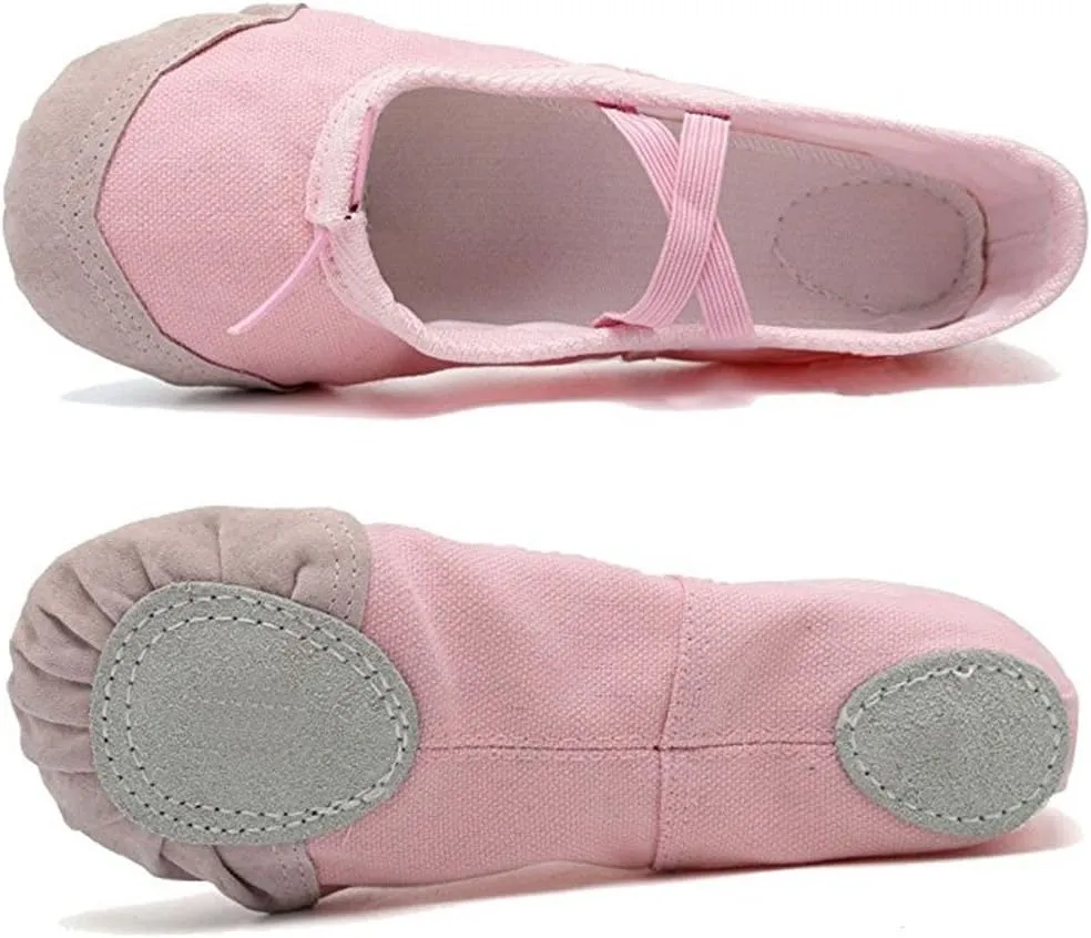 DoGeek Ballet Shoes for Girls Practise Ballet Slipper Dance Shoe Canvas Split Sole Ballet Shoes for Women Kids Toddlers