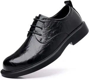 Dress Formal Shoes for Men Lace Up Round Burnished Toe Vegan Leather Derby Shoes Slip Resistant Low Top Anti-Slip Rubber Sole Classic (Color : Black, Size : 8.5)