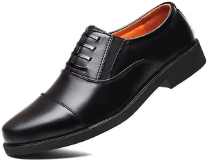 Dress Oxford for Men Lace Up Round Toe Vegan Leather Cap Toe Oxford Shoes Anti-Slip Resistant Non Slip Wedding