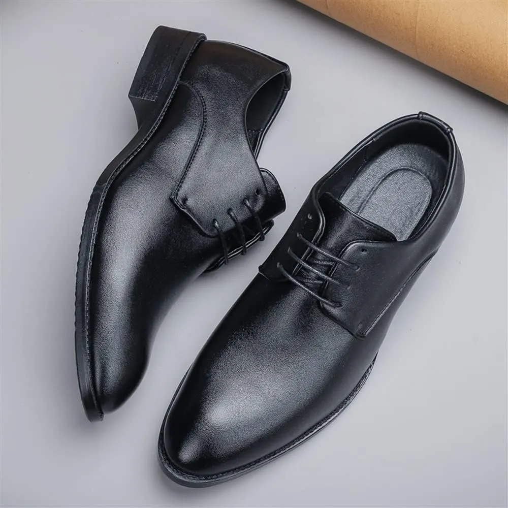 Dress Oxford Formal Shoes for Men Lace Up Vegan Leather Solid Derby Shoes Low Top Slip Resistant Rubber Sole Block Heel Anti-Slip Business