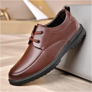 Dress Oxford Shoes for Men Lace Up Breathable Round Apron Burnished Toe Vegan Leather Slip Resistant Anti-Slip Non Slip Classic (Color : Brown, Size : 7)