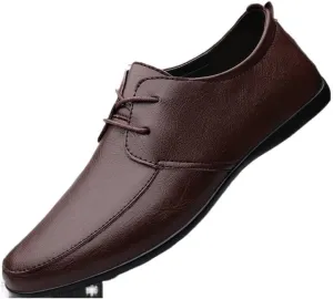 Dress Oxford Shoes for Men Lace Up Round Toe Solid Color Vegan Leather Anti-Slip Slip Resistant Rubber Sole Non Slip Low Top Wedding