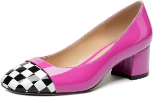 Eldof Women's Low Heels, Square Toe Slip On Heels, Block Heel Pumps, Comfortable 2 Inches Shoes for Dress Party Wedding