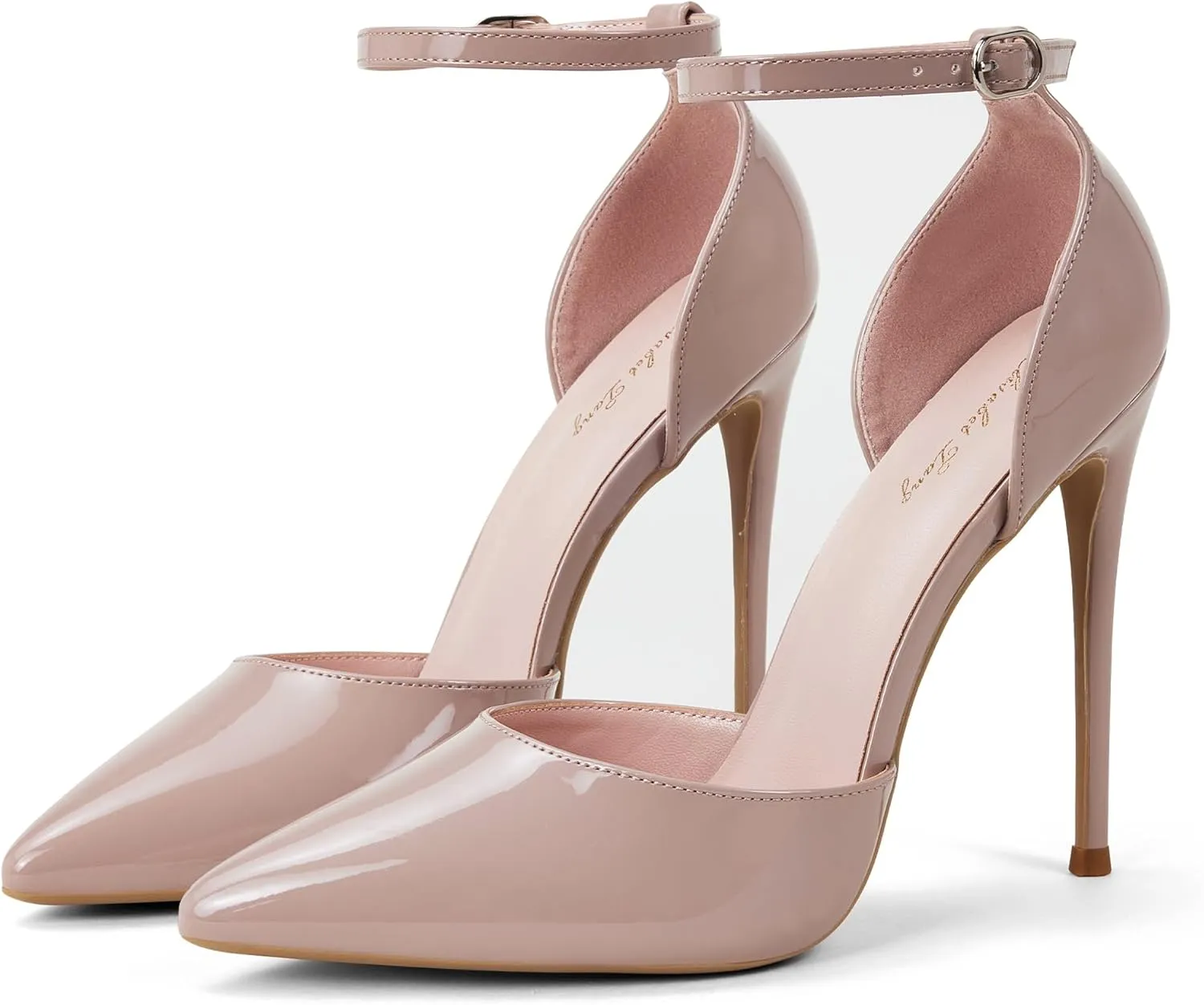 Elisabet Tang High Heels, Women Pumps D'Orsay Ankle Strap Pointed Toe Stiletto Heels Party Wedding Shoes