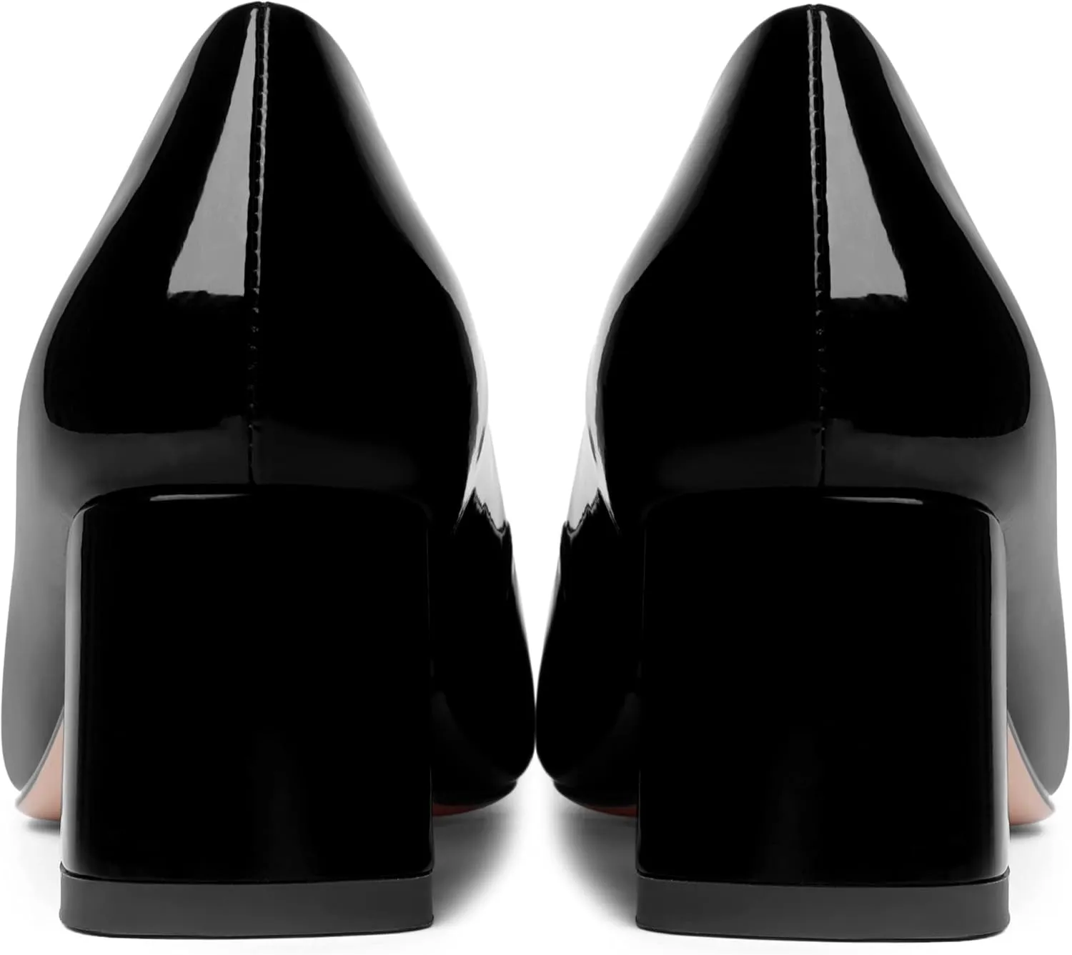 FOGEENA Womens Fashion Comfortable Square Toe Slip On Patent Leather Evening Chunky Low Heel Pumps Dress Shoes 2.2 Inch