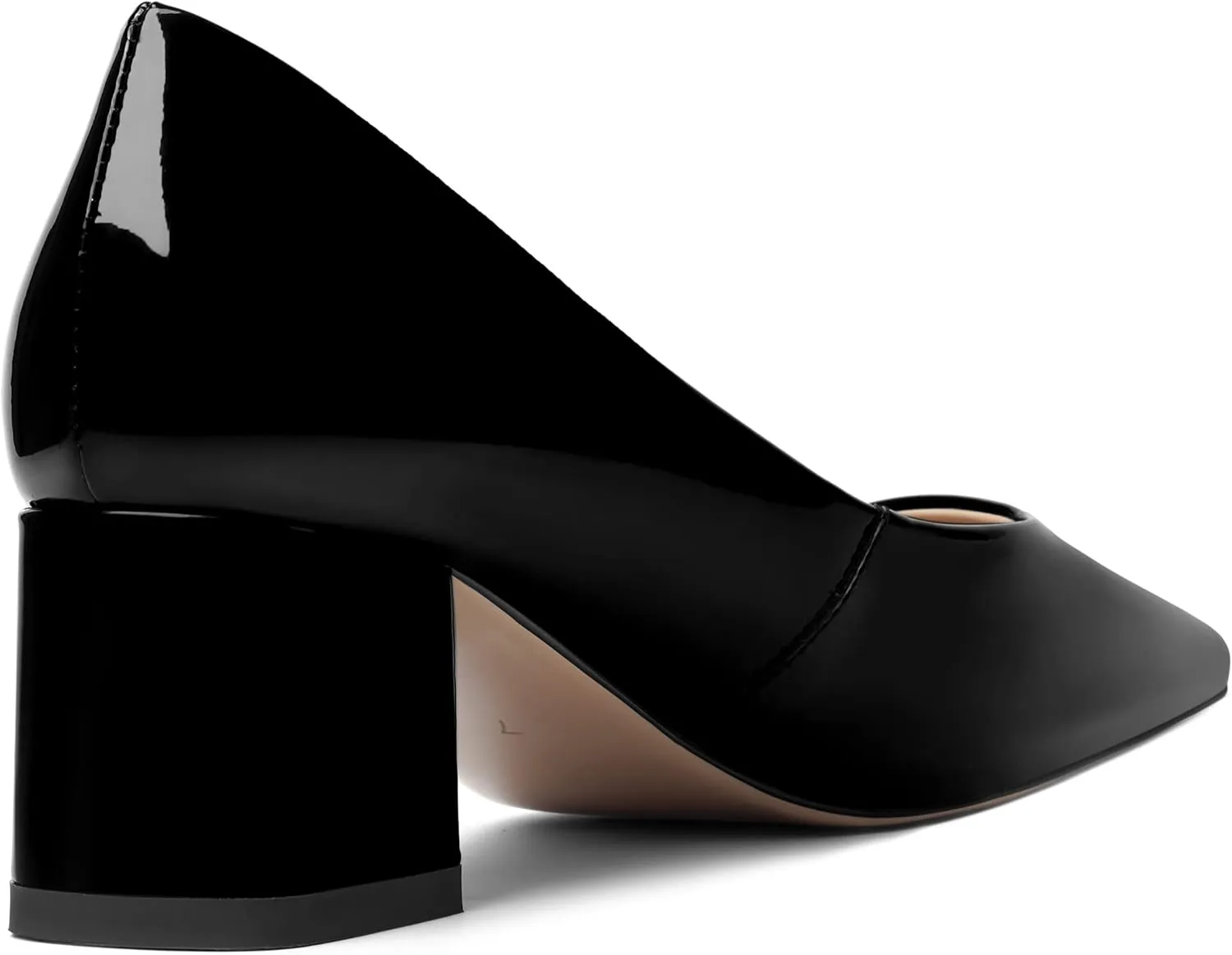 FOGEENA Womens Fashion Comfortable Square Toe Slip On Patent Leather Evening Chunky Low Heel Pumps Dress Shoes 2.2 Inch