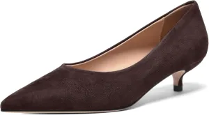 FOGEENA Womens Wedding Pointed Toe Slip On Dress Suede Leather Kitten Low Heel Pumps Shoes 1.5 Inch