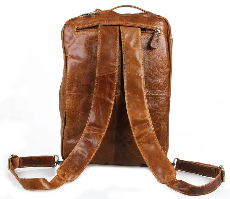 Genuine Leather Travel Laptop Backpack Multifunction Business Bag