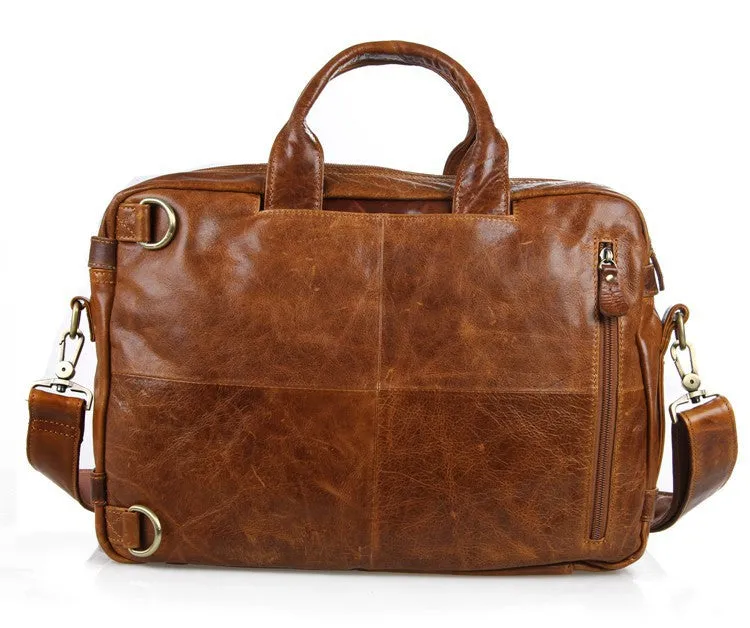 Genuine Leather Travel Laptop Backpack Multifunction Business Bag