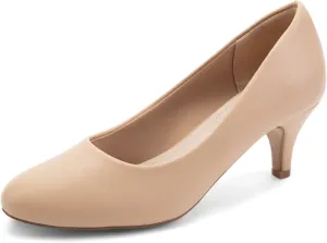 Greatonu Womens Round Toe Low Heel Pumps Kitten Heels Closed Toe Dress Pumps Shoes Wedding Party Shoes Work Heels