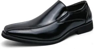 HOOENG Dress Oxford for Men Slip On Square Toe Bike Toe Vegan Leather Slip Resistant Rubber Sole Low Top Working (Color : Black, Size : 9)
