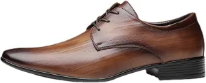HOOENG Formal Shoes for Men Lace Up Derby Shoes Comfort Burnished Toe PU Sole Vegan Leather Rubber Sole Anti-Slip Block Heel Low Top Slip Resistant Prom (Color : Brown, Size : 9)