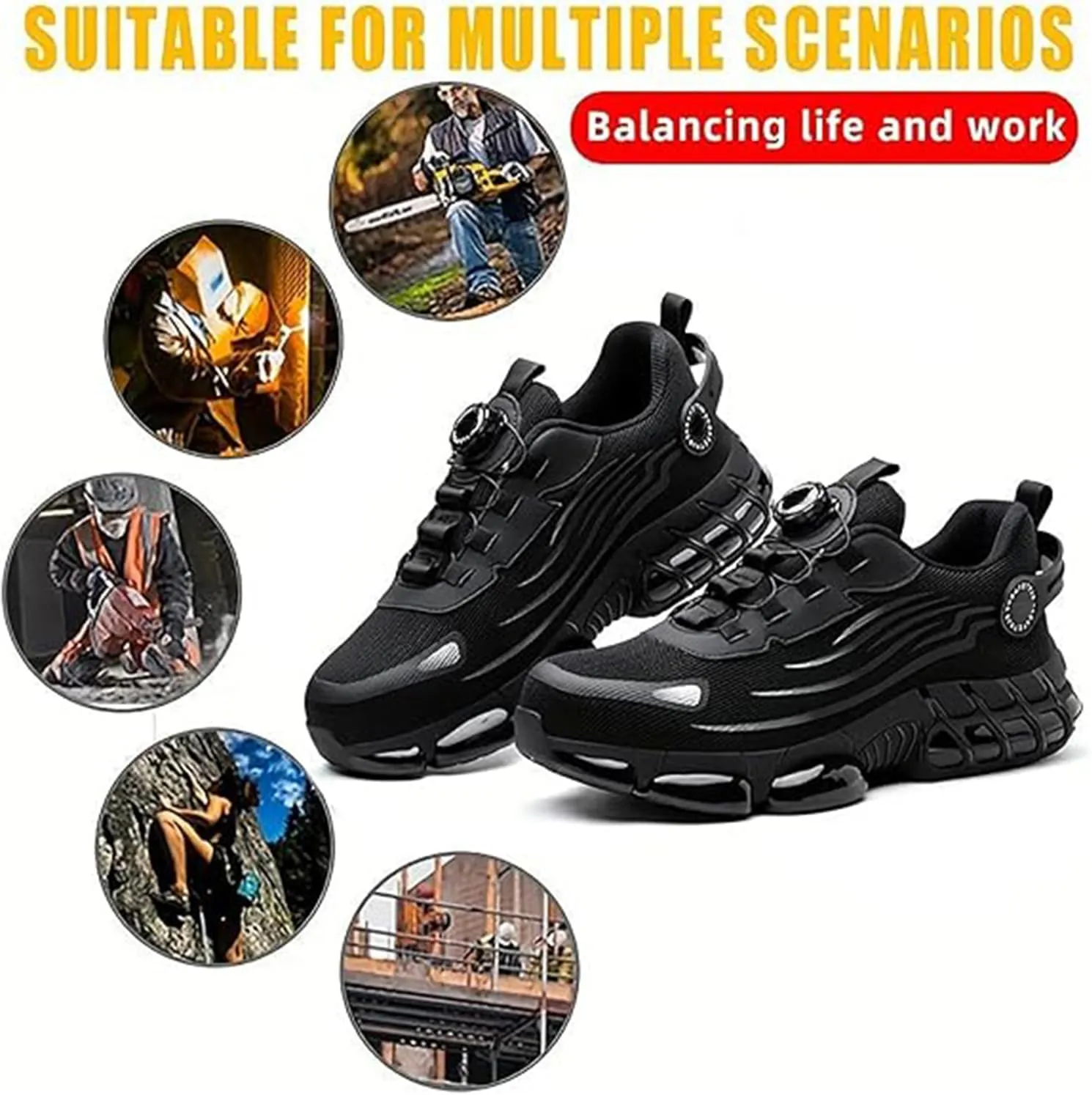 Iron Stride Work Shoes, Ironstride Work Shoes, Noozier Safety Shoe, Puncture-Proof Steel Toe Safety Shoe for Industrial Construction