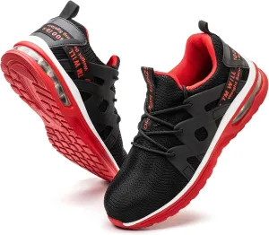 Kezhiho Steel Toe Shoes for Men Women Air Cushion Lightweight Work Shoes Comfortable Breathable Puncture Proof Slip Resistant Sneakers Indestructible Construction Industrial Safety Shoes