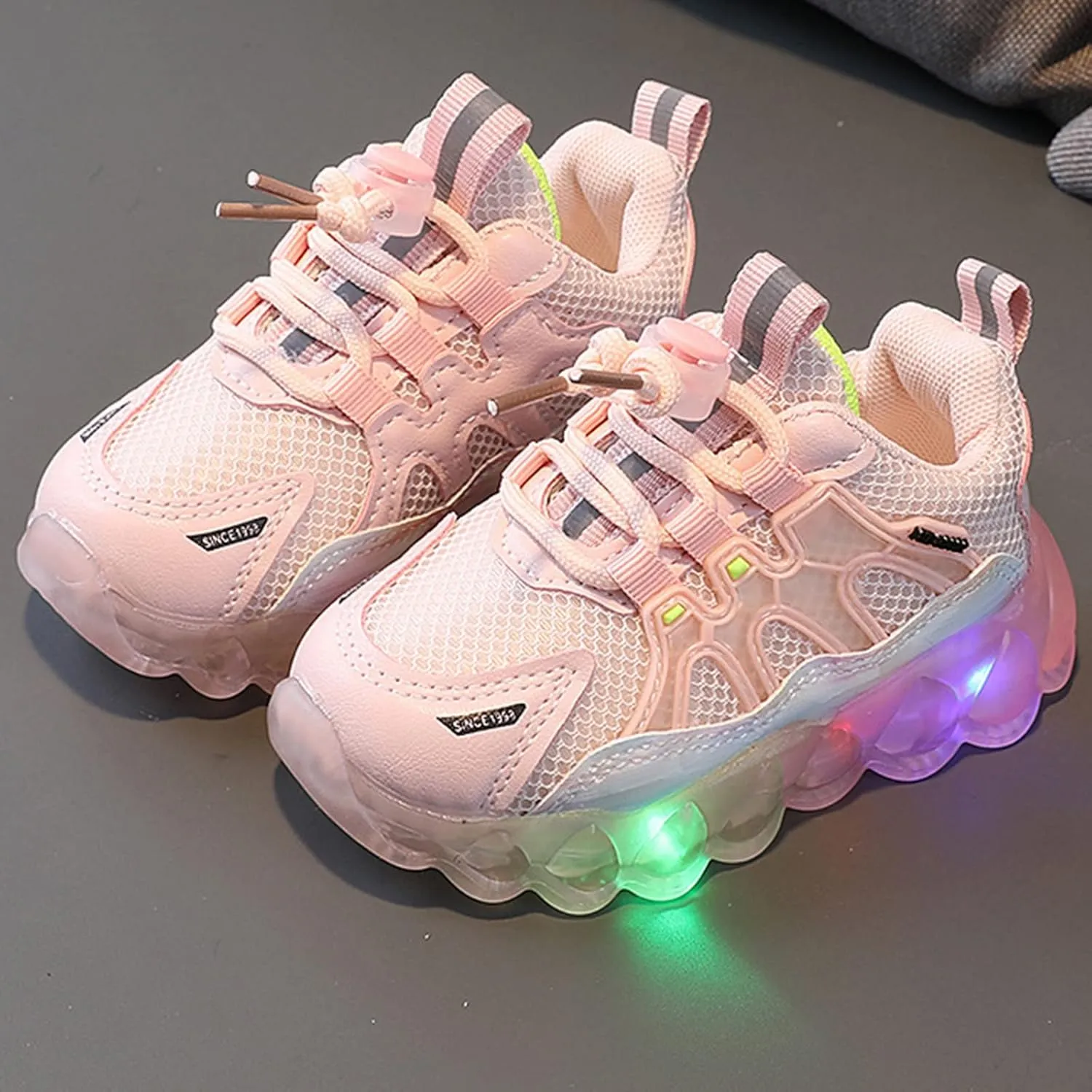 Kids Sneakers 1-6 Years Children Baby Girls Boys Sneakers Bling Led Light Fashion Lace Up Sport Shoes White Sneakers