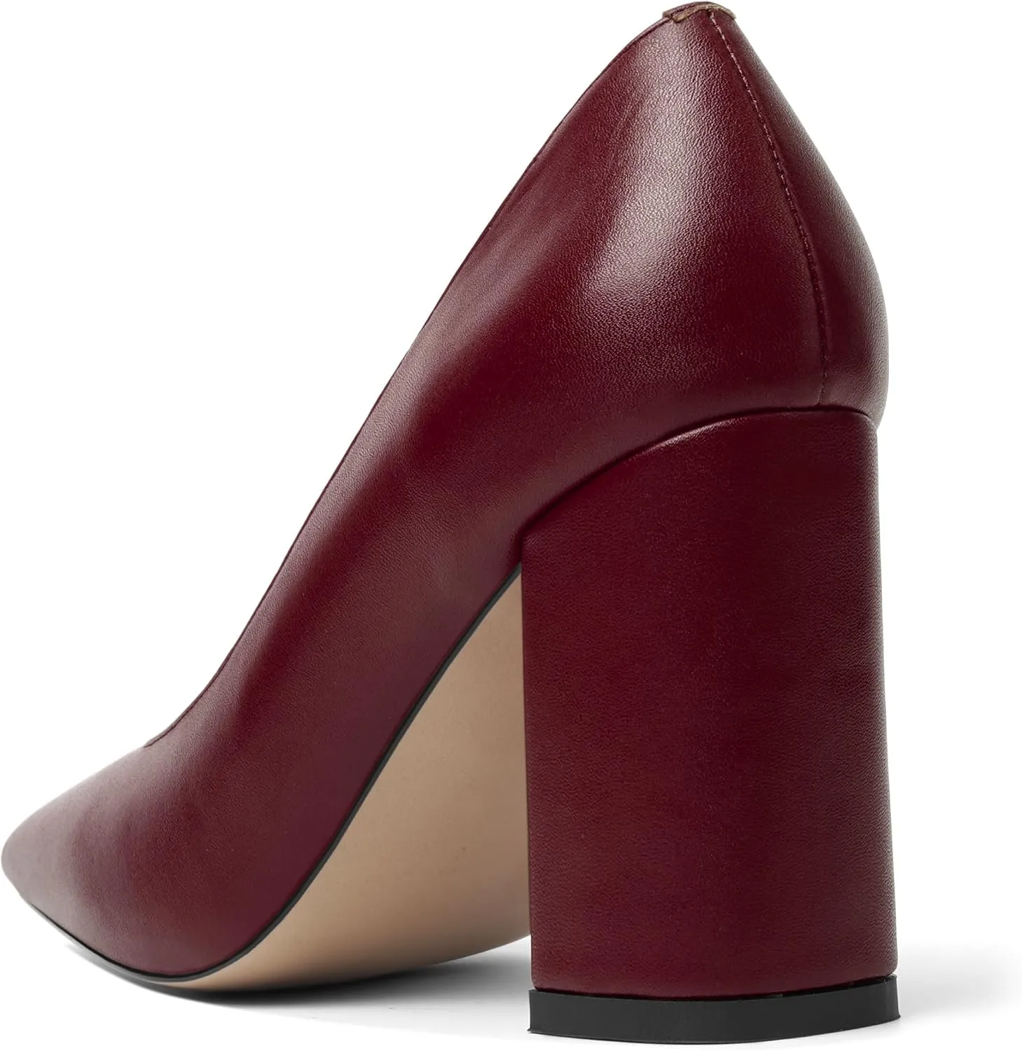 KUOARN Womens Matte Solid Square Toe Work Slip On Fashion Block High Heel Pumps Shoes 3.3 Inch