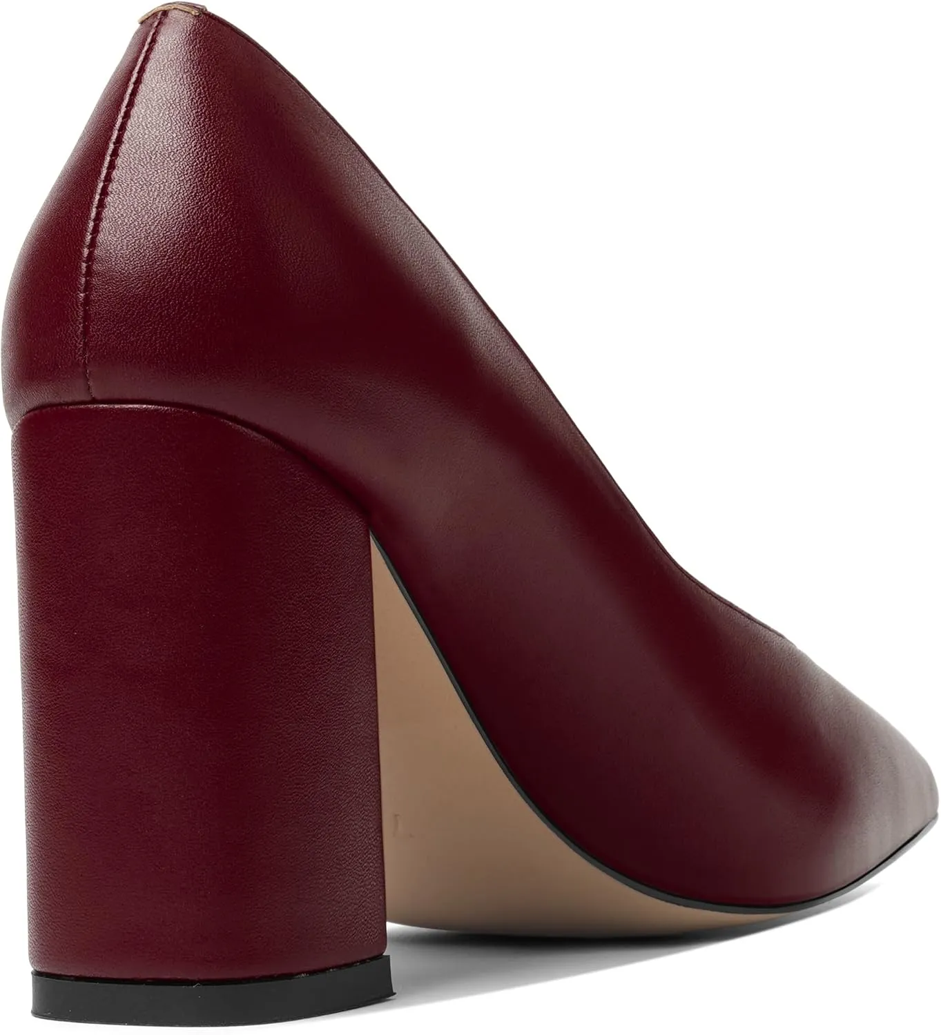 KUOARN Womens Matte Solid Square Toe Work Slip On Fashion Block High Heel Pumps Shoes 3.3 Inch