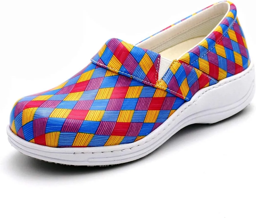 Laforst Womens 7003 PU First Slip Resistant Nursing Shoes Waitress Waiter Work Shoes Manmade Upper Slip on Clog