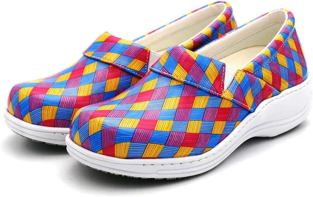 Laforst Womens 7003 PU First Slip Resistant Nursing Shoes Waitress Waiter Work Shoes Manmade Upper Slip on Clog