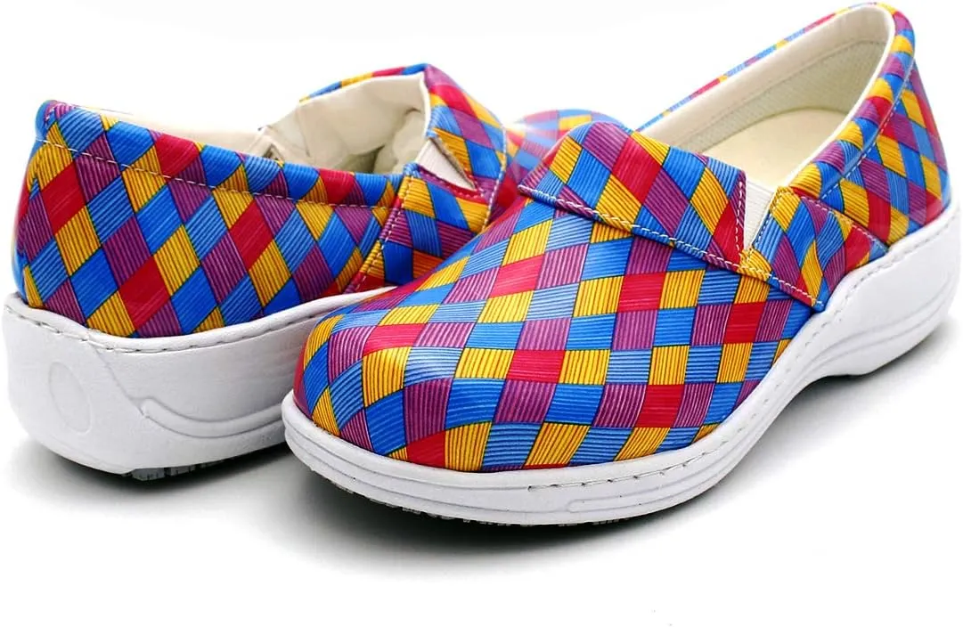 Laforst Womens 7003 PU First Slip Resistant Nursing Shoes Waitress Waiter Work Shoes Manmade Upper Slip on Clog