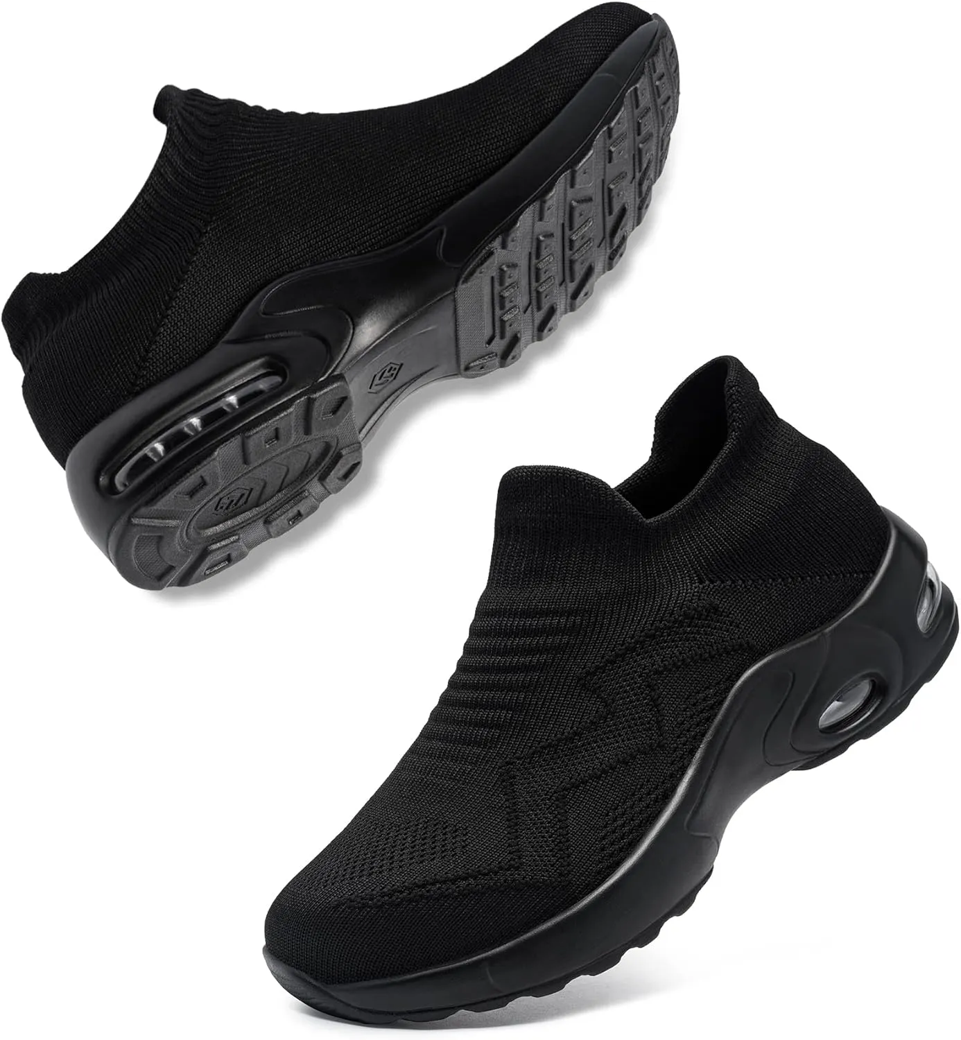 LARNMERN Steel Toe Sneakers for Women Slip On Safety Toe Work Shoes Air Cushion Walking Casual Shoes Lightweight Comfortable