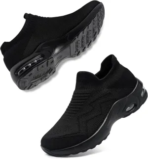 LARNMERN Steel Toe Sneakers for Women Slip On Safety Toe Work Shoes Air Cushion Walking Casual Shoes Lightweight Comfortable