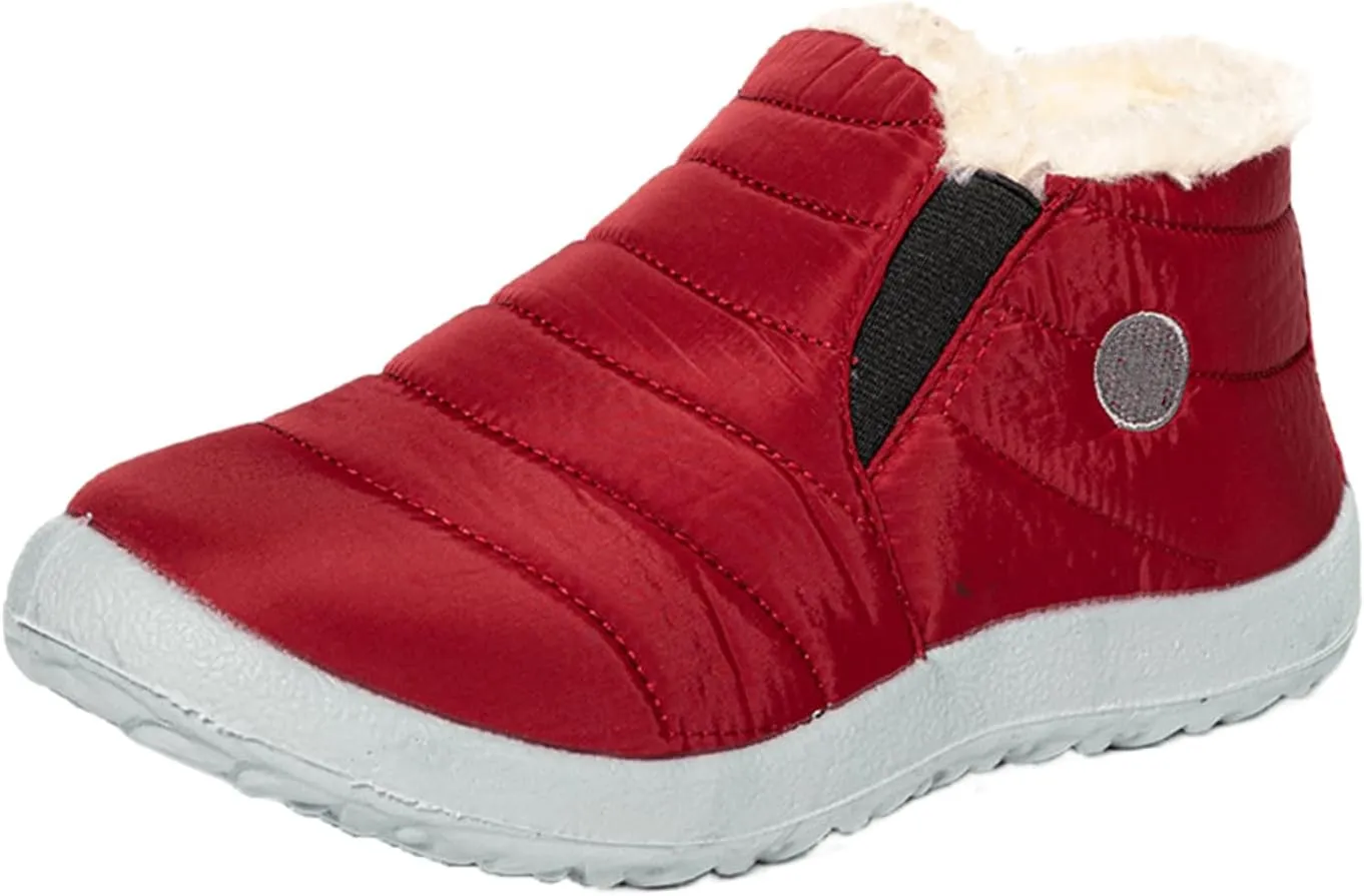 Lausiuoe Snow Boots For Women Waterproof Insulated Non Slip Winter Shoes Slip On Ankle Booties Fur Lined Outdoor Sneakers
