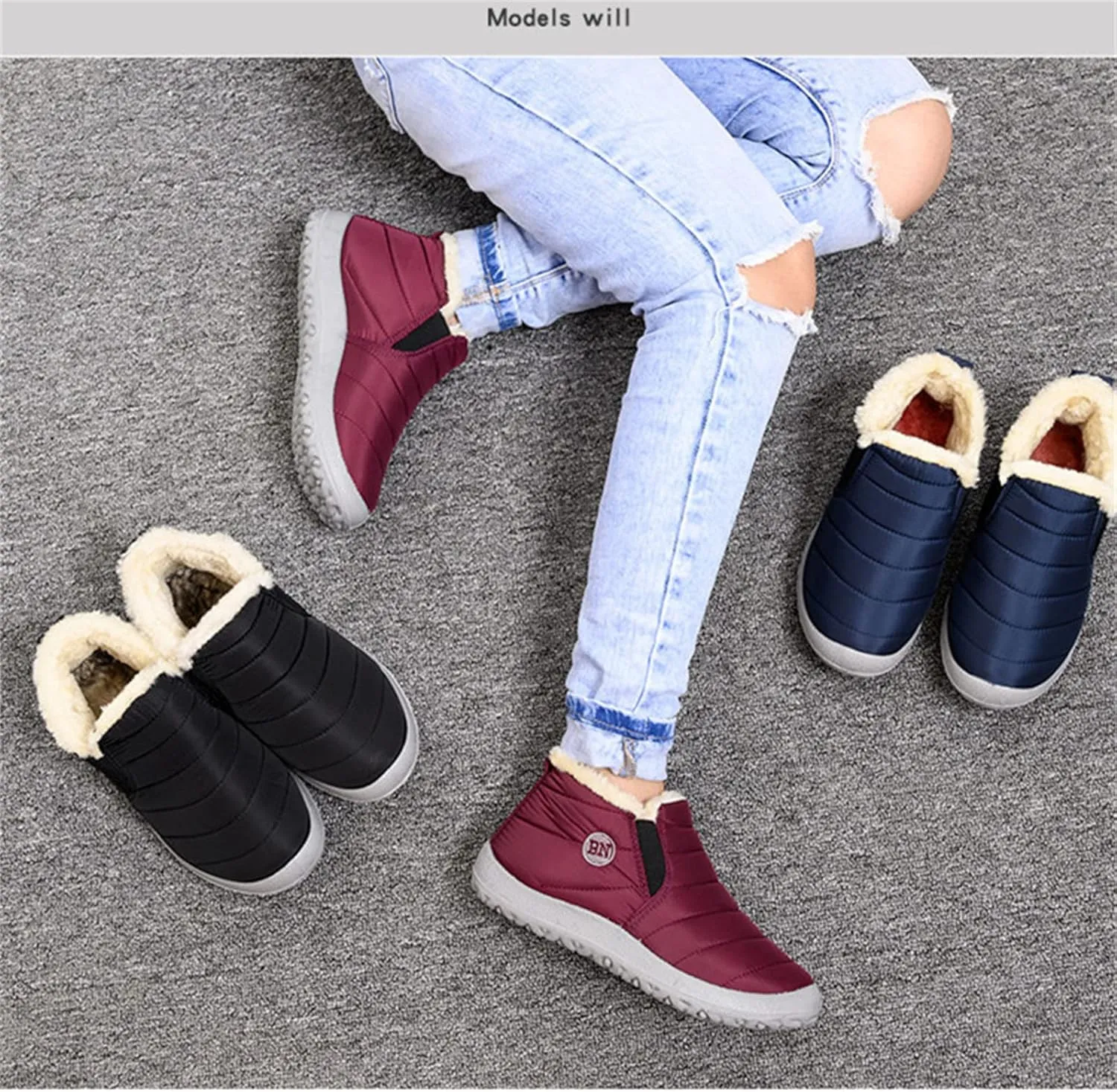 Lausiuoe Snow Boots For Women Waterproof Insulated Non Slip Winter Shoes Slip On Ankle Booties Fur Lined Outdoor Sneakers