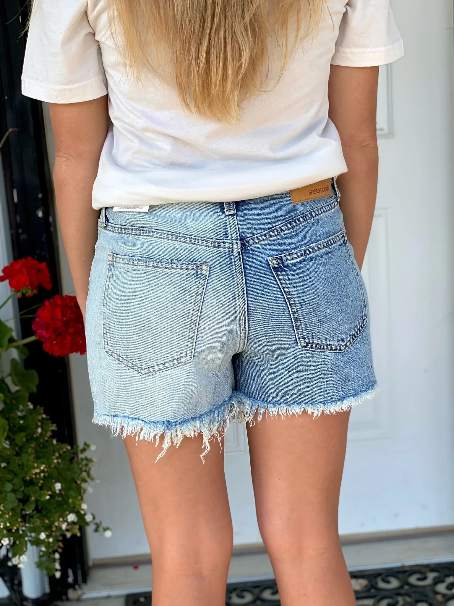 Light Two Tone Denim Shorts