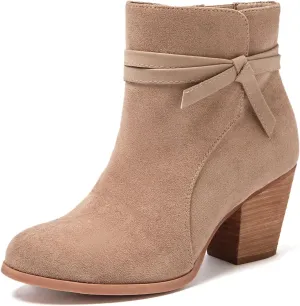 Luoika Women's Wide Width Ankle Boots, Chunky Heel Side Zipper Extra Wide Short Booties.