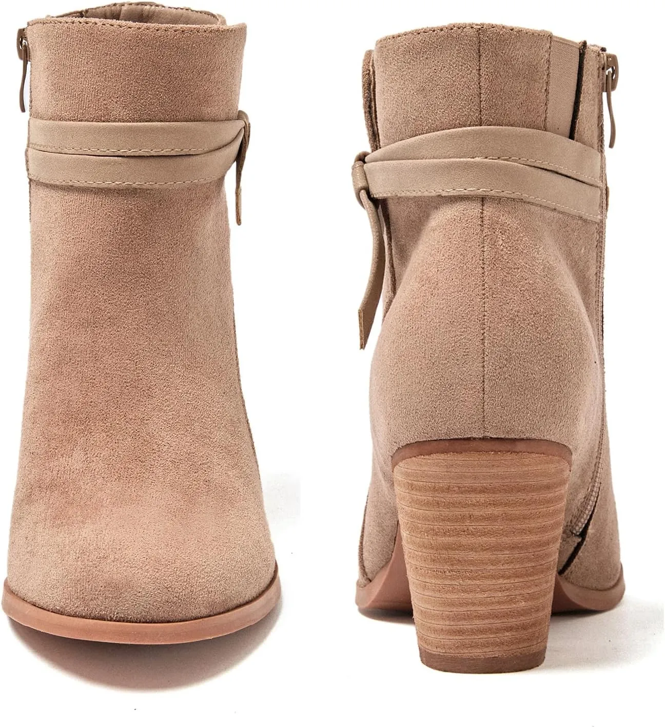 Luoika Women's Wide Width Ankle Boots, Chunky Heel Side Zipper Extra Wide Short Booties.