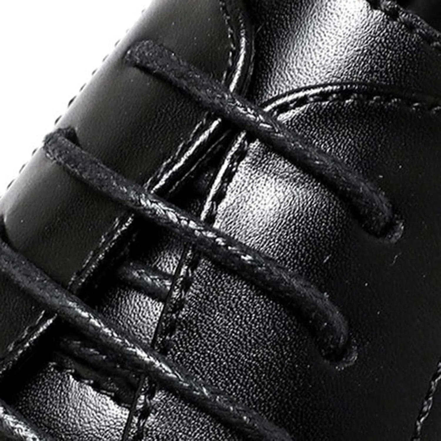 Men's Black Platform Shoes British Style Round Toe Leather Formal Shows