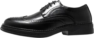 Men's Black Platform Shoes British Style Round Toe Leather Formal Shows