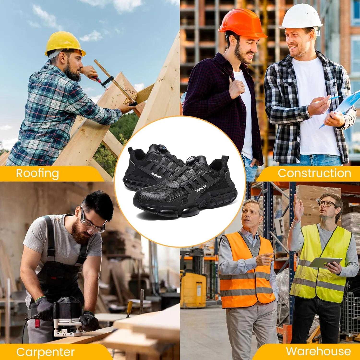 Men's Work Boots, Steel Toe Safety Boots, Soft Men's Anti Slip Steel Toe Shoes, Work Shoes, Indestructible Construction Welding Boots, Safety Shoes, Puncture Resistant Composite Toe Shoes
