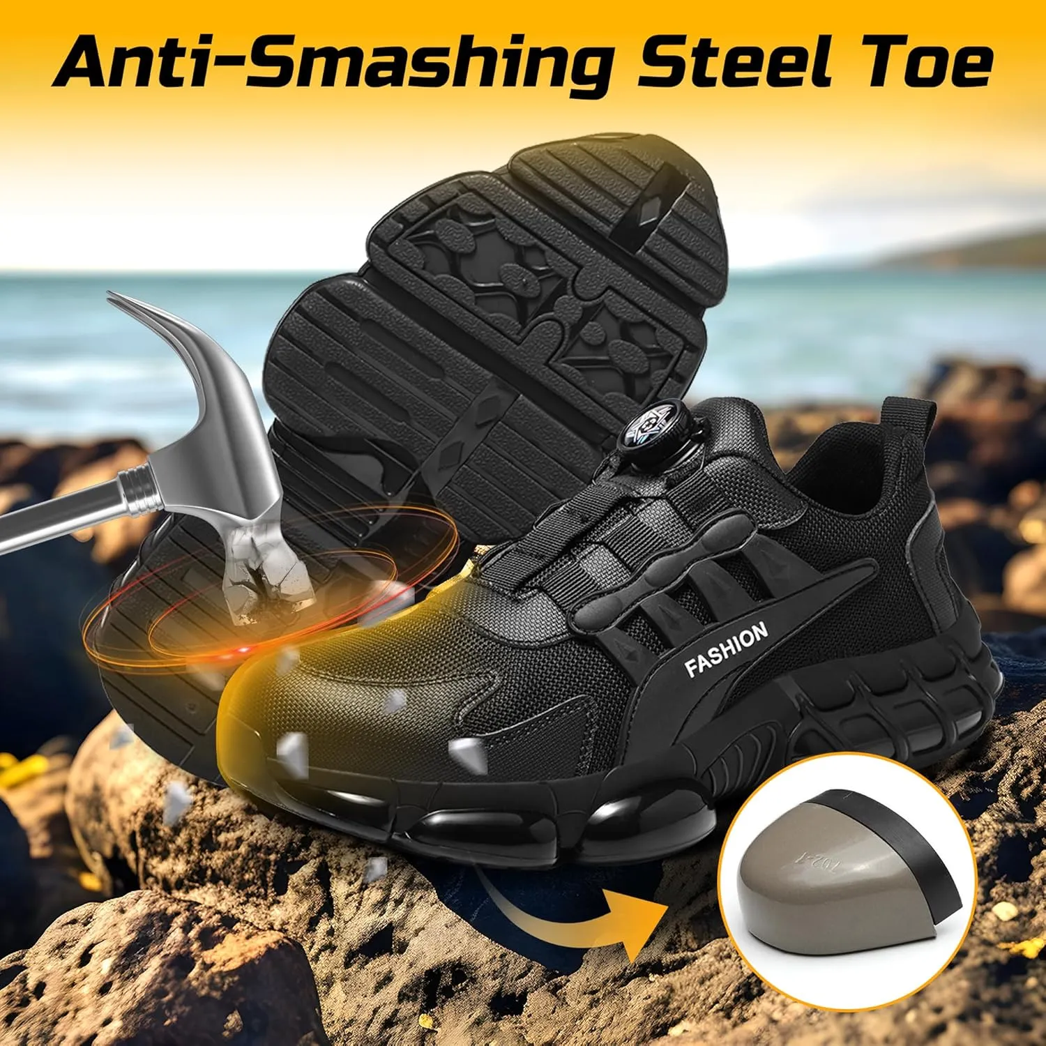 Men's Work Boots, Steel Toe Safety Boots, Soft Men's Anti Slip Steel Toe Shoes, Work Shoes, Indestructible Construction Welding Boots, Safety Shoes, Puncture Resistant Composite Toe Shoes