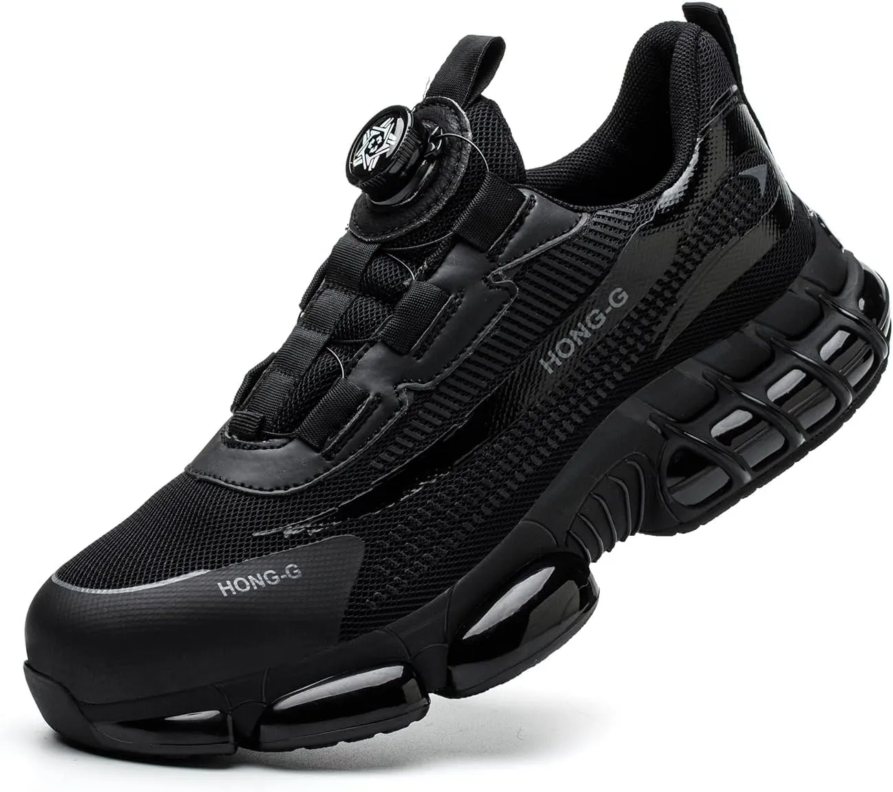 Men's Work Safety Shoes with Rotating Buckle Steel Toe Protection, Puncture Resistant, Breathable, Lightweight Protective Shoes for Women's Work Safety Shoes