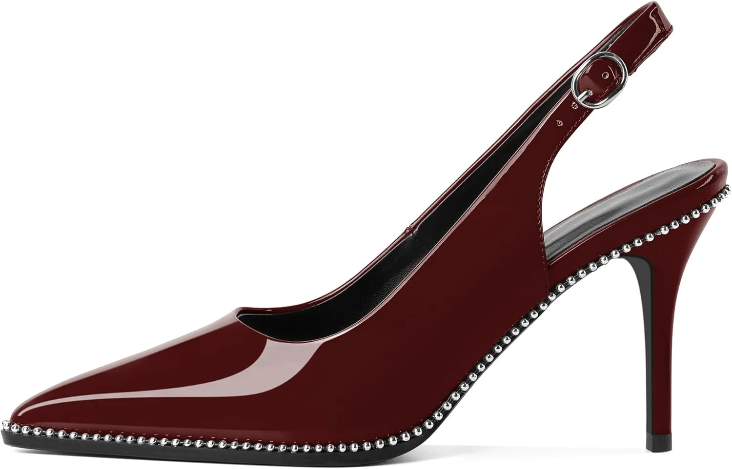 Mettesally Women's Beaded Slingback Pumps Stilettos Heels Closed Pointed Toe Fashion Dress Shoes 3.5 Inches
