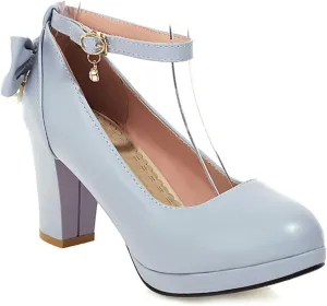 MIOKE Women's Square Toe Chunky Block High Heel Pumps Suede Slip-On Comfy Wedding Party Office Dress Shoes