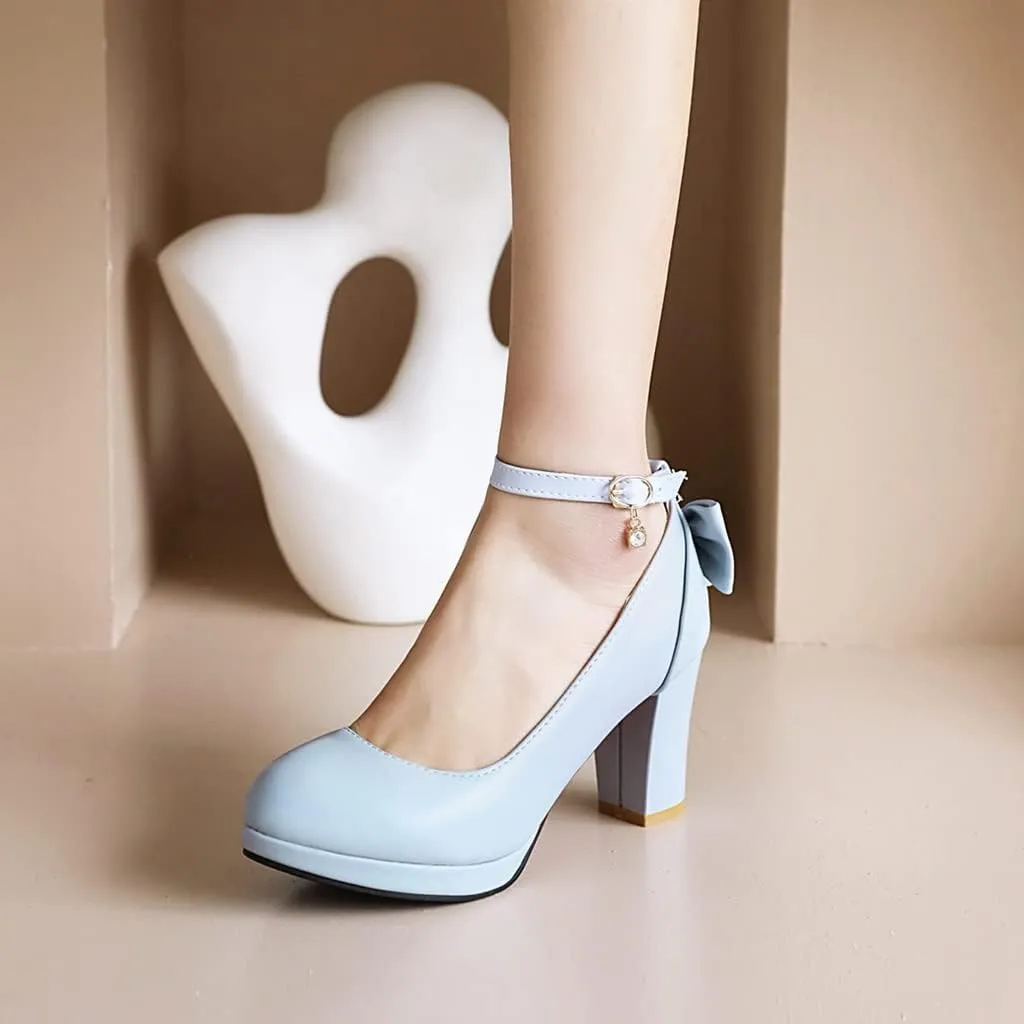 MIOKE Women's Square Toe Chunky Block High Heel Pumps Suede Slip-On Comfy Wedding Party Office Dress Shoes