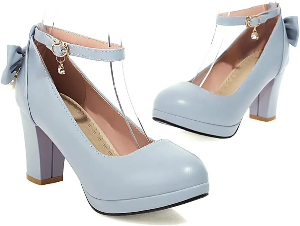 MIOKE Women's Square Toe Chunky Block High Heel Pumps Suede Slip-On Comfy Wedding Party Office Dress Shoes